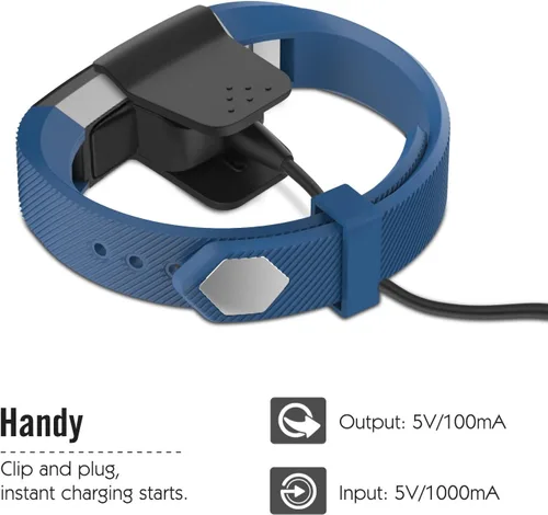 Vista 3 de MoKo Cargador con botón de reinicio compatible con Fitbit Alta HR, cargador USB de repuesto, adaptador de base de carga con cable de 1.8 pies