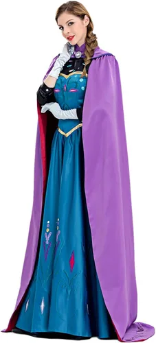 Vista 2 de Angelaicos Disfraz de reina de nieve para mujer, disfraz de cosplay con reloj
