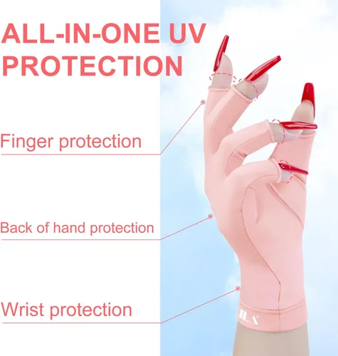 Vista 5 de NXJ INFILILA UV Gloves for Nails, Anti UV Light Gloves for Gel Nail Lamp, Professional UPF 99+ Protection for Women