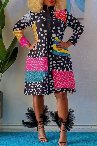 Vista 2 de LKOUS Vestidos formales de otoño para mujer, vestido midi casual con estampado floral