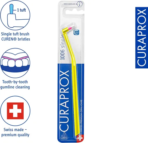 Vista 2 de Curaprox Cepillo de dientes de un solo mechón – Limpieza de línea de encías de precisión Cuidado suave para aparatos ortopédicos e implantes