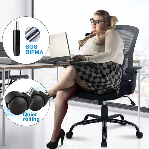 Vista 7 de Silla de oficina grande y alta, silla de computadora resistente de 400 libras con soporte lumbar, sillas ergonómicas de malla giratoria de respaldo