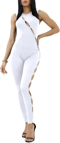Vista 4 de acelyn Enterizo sexy sin mangas de una pieza para mujer, diseño de verano, ajustado, ropa de calle Y2K