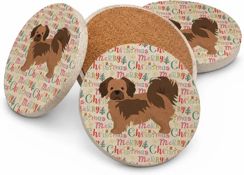 Vista 59 de Abyssinian Sand Terrier Merry Christmas - Posavasos grandes de piedra arenisca (4 unidades)