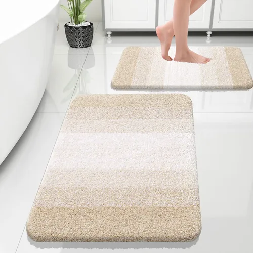 Vista 90 de OLANLY - Juego de tapetes para baño de 2 piezas, de microfibra, suaves y absorbentes, antideslizantes, lavables a máquina y para secadora, felpudos