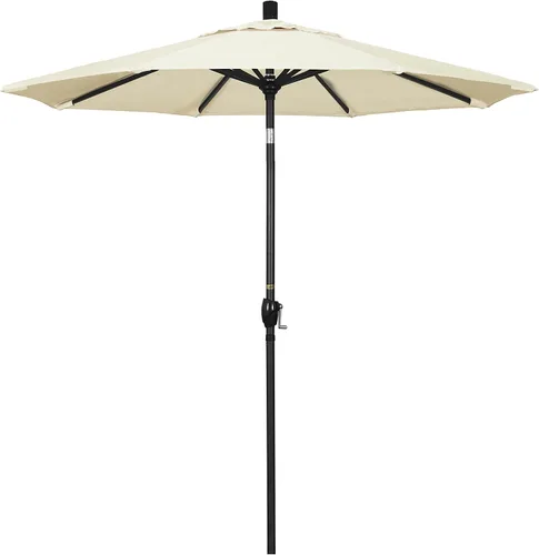 Vista 12 de California Umbrella Sombrilla redonda de aluminio de 7.5 pies, manivela para elevación, botón de inclinación, poste negro, azul marino Pacífica