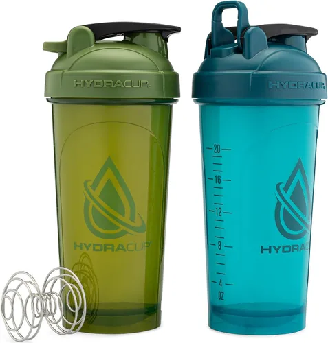 Vista 8 de Hydra Cup - Paquete de 2 botellas mezcladoras de proteínas de 28 onzas, mezclador de alambre con barra 4x Whisks, Leak Proof Shaker Cups for Rojo