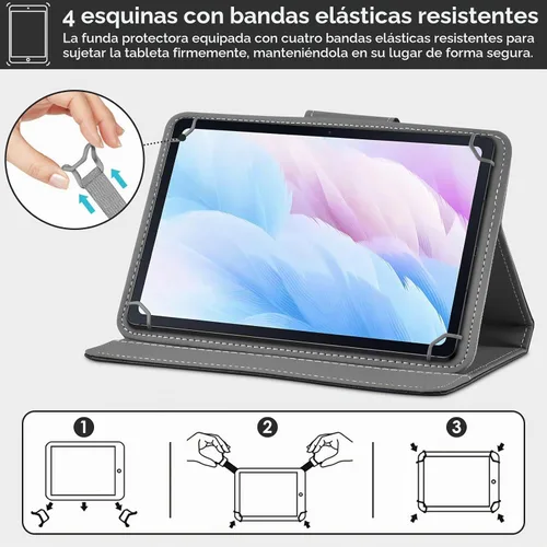 Vista 4 de DETUOSI - Funda universal para tablet Android de 7 pulgadas, color negro