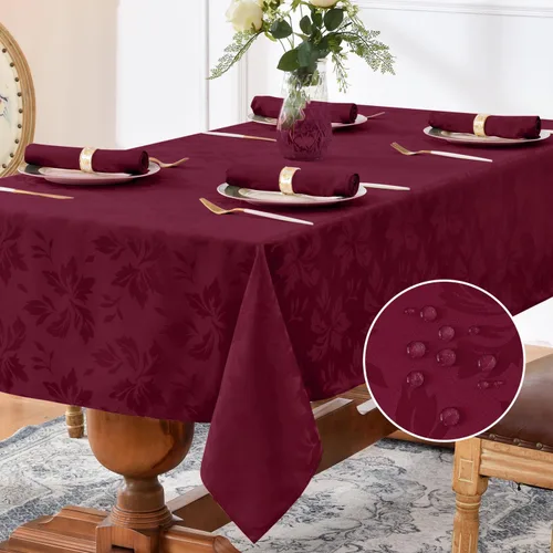 Vista 26 de Romanstile Mantel rectangular de jacquard de primavera, impermeable, diseño floral de damasco, manteles decorativos de tela pesada para cenas