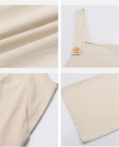 Vista 5 de Flygo Overol holgado casual para mujer, overol plisado de pierna ancha con pechera