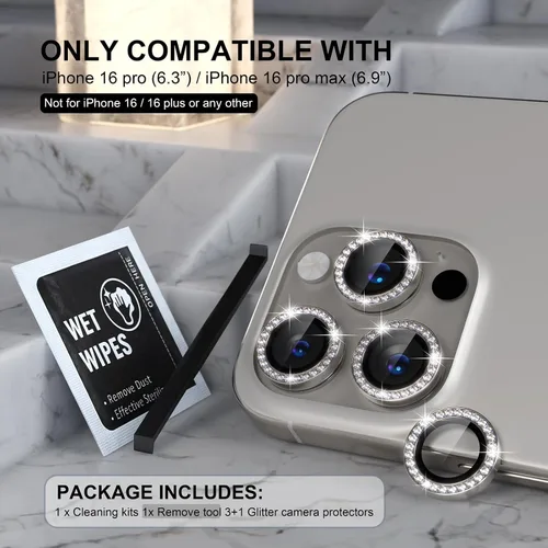 Vista 137 de Choiche Compatible para iPhone 16 Pro/iPhone 16 Pro Max Protector de Lente de Cámara, Vidrio Templado 9H Protector de Pantalla de Cubierta de Cámara