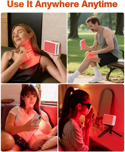 Vista 6 de Terapia de luz roja para cara y cuerpo, panel portátil de terapia de luz roja, luz roja de 660 nm y luz infrarroja de 850 nm para aliviar el dolor