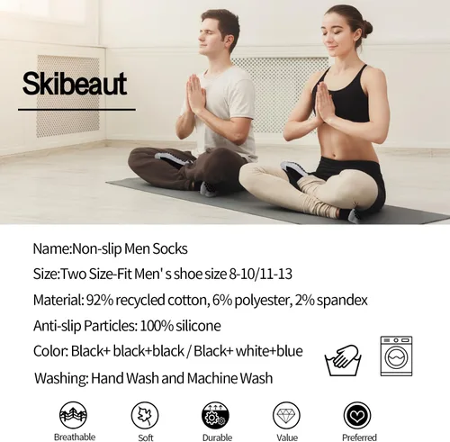 Vista 6 de Calcetines antideslizantes de yoga con agarre acolchado para pilates, barre para entrenamiento en casa, hospital, calcetines antideslizantes
