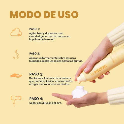 Vista 7 de Design.Me BOUNCE.ME - Mousse para rizos Mousse ligero para definir rizos para cabello ondulado y rizado, control de encrespamiento, resistente a