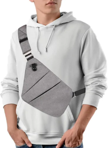 Vista 3 de VADOO Bolso bandolera para hombres y mujeres, bolso cruzado antirrobo, bolsa ligera para el pecho, para viajes, gimnasio, correr