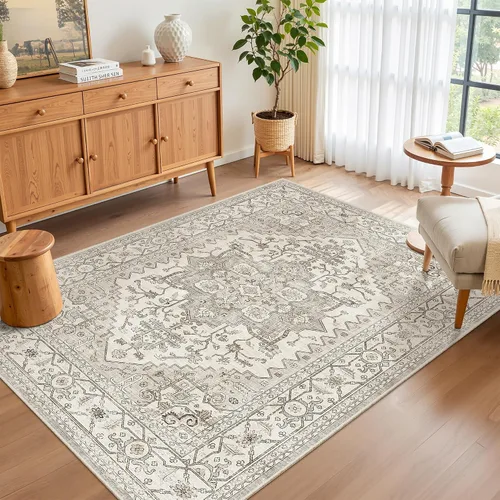 Vista 109 de Madane Alfombra lavable de 2 x 3 pies, alfombra de entrada pequeña, antideslizante, vintage, para entrada interior, alfombra de pelo bajo