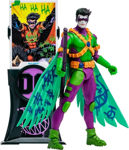 Vista 4 de McFarlane Toys - DC Multiverse Red Robin (Jokerized) Gold Label, figura de acción de 7 pulgadas