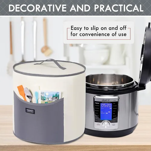 Vista 7 de BAGSPRITE Cubierta antipolvo compatible con Instant Pot 6 cuartos de galón, cubierta aislada para olla a presión con bolsillos para accesorios