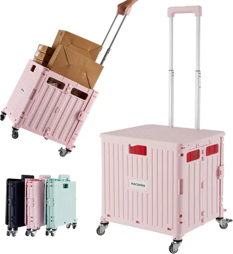 Vista 11 de MACOPRO Carrito Utilitario Plegable Portátil Carro Rodante Caja Carrito de Mano Carrito de Compras Trolley Caja de Herramientas Plegable, con Tapa