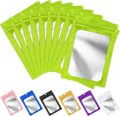 Vista 10 de FUNFERY - Paquete de 100 bolsas resellables de Mylar con ventana transparente esmerilada, bolsa con cremallera a prueba de olores