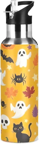 Vista 8 de Cute Halloween Orange Stainless Steel Vacuum Insulated Water Bottle 20 Oz, BPA-Free Sport Water Bottle Insulated Leakproof Water Bottles