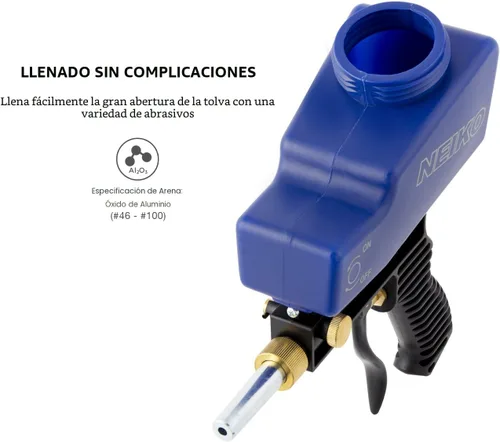 Vista 2 de NEIKO 30068A - Pistola de arena de aire sopladora Elimina pintura, óxido, manchas y suciedad en superficies Alimentación por gravedad Boquilla