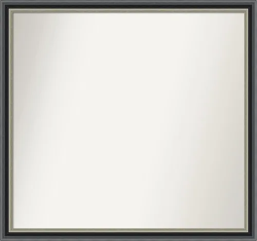 Vista 133 de Amanti Art Espejo de baño negro para sobre el fregadero, 23 x 23 pulgadas, espejo cuadrado negro Ashton, marco de madera tradicional mediano, se