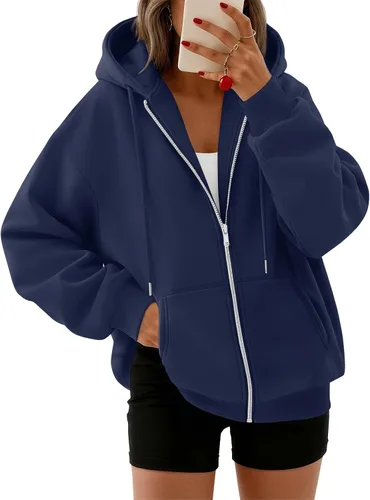 Vista 16 de Trendy Queen - Sudaderas con capucha y cremallera para mujer, sudaderas de gran tamaño, trajes de moda de otoño, chaquetas informales, ropa