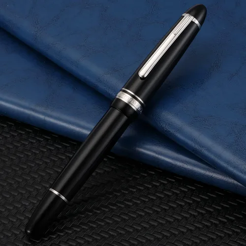 Vista 3 de erofa Majohn P136 Pluma Estilográfica de Pistón Punta Mediana con Caja, Juego de Pluma de Escritura de Resina Negra