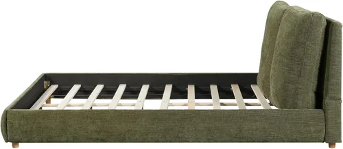 Vista 7 de Merax Cama de plataforma tapizada de tela Boucle tamaño Queen con dos cabeceras de almohada extraíbles, marco de cama de madera con patas redondas