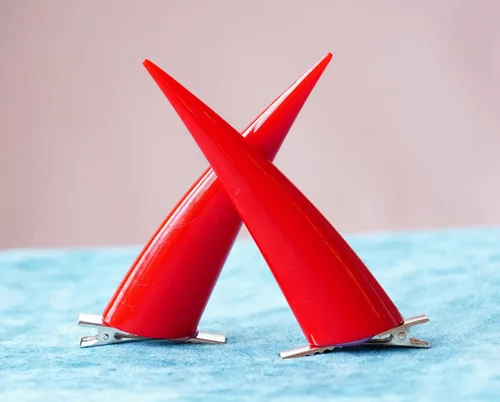 Vista 2 de Red Horny Props Cosplay cuerno 2 piezas para mujeres y niñas