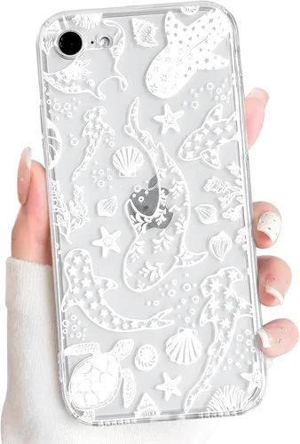 Vista 137 de NITITOP Funda para iPhone 13 Clear Sea Animal - Pez negro Pescado Negro