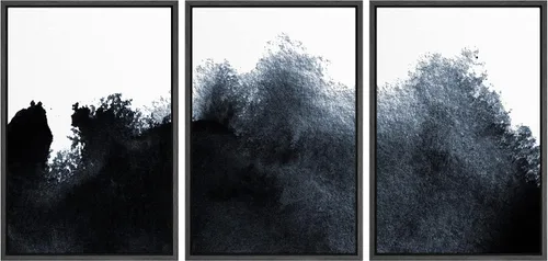 Vista 140 de NWT Lienzo enmarcado para pared, juego de arte en acuarela pastel, bosque de montaña oscura, naturaleza silvestre, ilustraciones de arte moderno