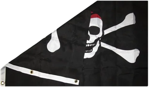 Vista 2 de Premium 3x5 Embroidered Sewn Pirate Scarf Synthetic Cotton Flag 3'x5