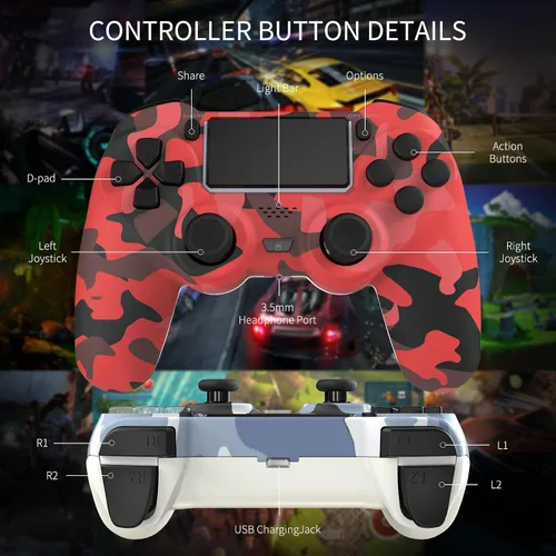 Vista 3 de KDYGPDCT 2 Pack Wireless Controller for PS4ProPC,Wireless Remote Gamepad with 1000mAh Battery Double Shock Audio 6-Axis Motion Sensor Share