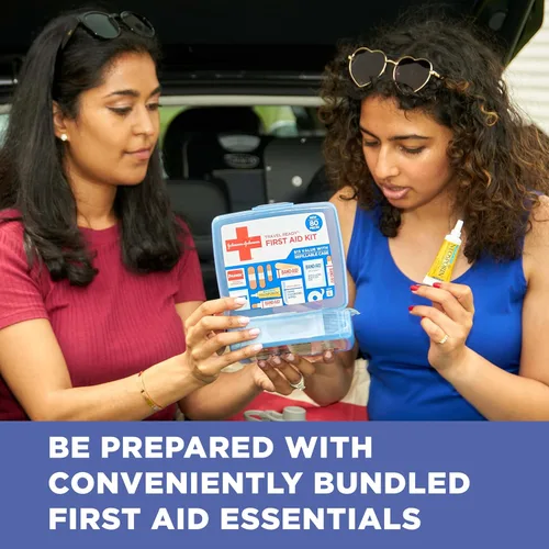 Vista 6 de BAND-AID Brand Travel Ready Kit portátil de primeros auxilios de emergencia, cuidado de heridas menores, perfecto para el hogar, automóvil, camping