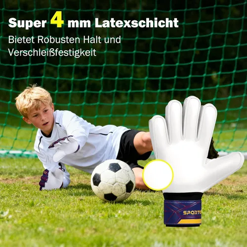 Vista 3 de Guantes de portero Sportout, guantes de portero con protección para los dedos, guantes de portero de fútbol transpirables, látex de 4 mm