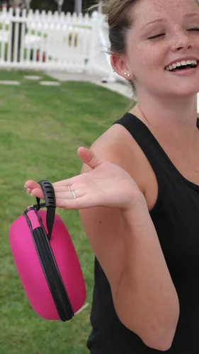 Vista 6 de Funda de transporte para auriculares ovalada rígida Protección de bolsa de viaje compatible con auriculares plegables Nylon balístico rosa