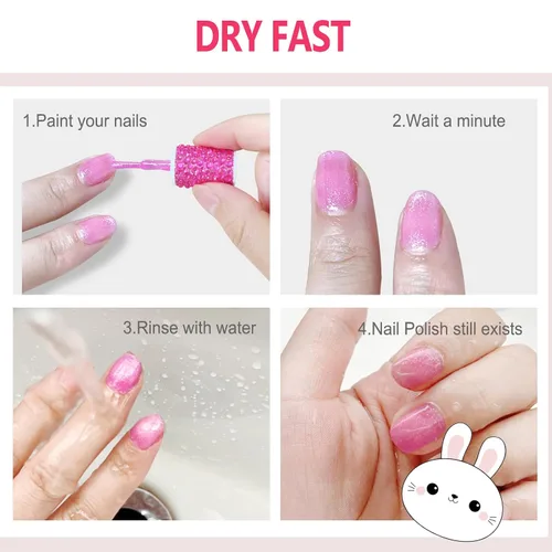 Vista 5 de M&U MAKE YOU UP MU - Juego de 7 esmaltes de uñas para niñas, no tóxicos, a base de agua, de secado rápido