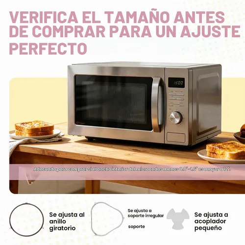 Vista 4 de Placa giratoria de vidrio para microondas W10337247 de 12 pulgadas apta para placa de vidrio de microondas Whirlpool - Reemplazar la bandeja