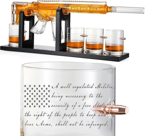 Vista 10 de Decantador de Francotirador Grande de 18", Regalos para Hombres Papá, Juego de Decantador de Whisky - Pistola de Vidrio con Mira de Francotirador AR