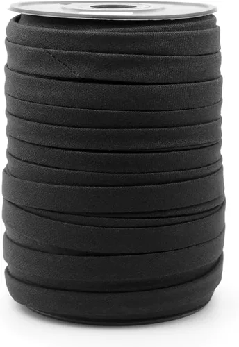 Vista 9 de CRAFTMEMORE Cinta al bies de doble pliegue de 1/2 pulgada, de lino y algodón, hecha en Japón, cinta de encuadernación para costura, dobladillo Negro