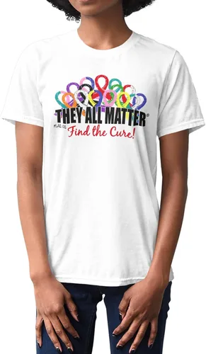 Vista 10 de Camiseta con cintas de concientización sobre el cáncer con texto en inglés «They All Matter Find The Cure» Negro