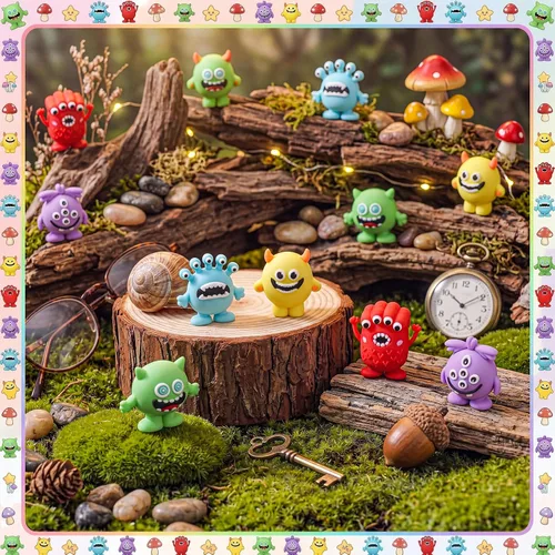 Vista 6 de Yinkin Mini figuras suaves de PVC Monster para fiesta, 50 piezas