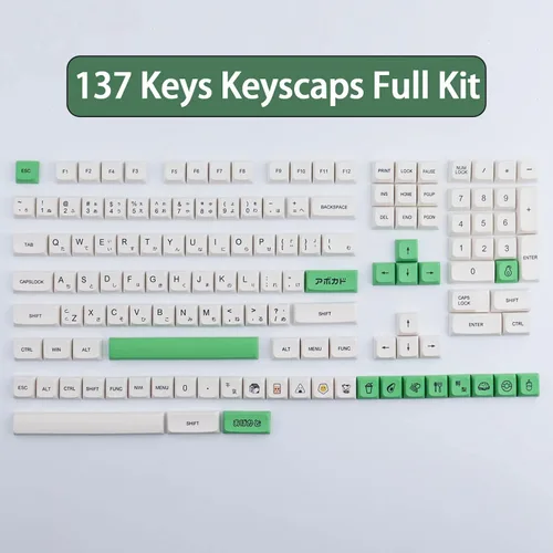 Vista 6 de Hyekit Teclas PBT 137 Teclas Leche de Aguacate XDA Perfil Key Caps Dye-Sublimation Japanese Keycap Set Lindas Teclas Cherry MX Interruptores