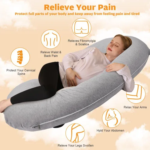 Vista 2 de Almohada de embarazo Chilling Home, almohada de cuerpo completo en forma de C para maternidad para mujeres de 55 pulgadas, almohadas de embarazo