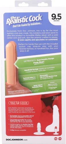 Vista 3 de Doc Johnson ULTRAKSYN - Consolador realista de 9.5 pulgadas con ventosa extraíble Vac-U-Lock, compatible con máquina F y arnés, solo para adultos