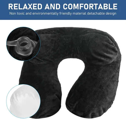 Vista 4 de Almohadas de viaje rellenas de aire para dormir, soporte de cuello de avión, almohada de viaje inflable, almohada cervical de viaje para almohada