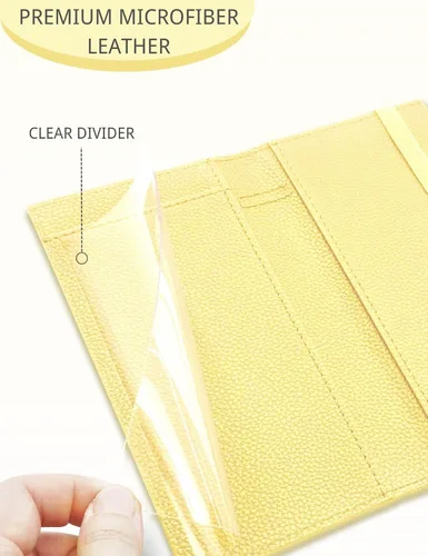 Vista 5 de Zreal Funda para chequera con función de bloqueo RFID para hombres y mujeres, Amarillo, Elegante
