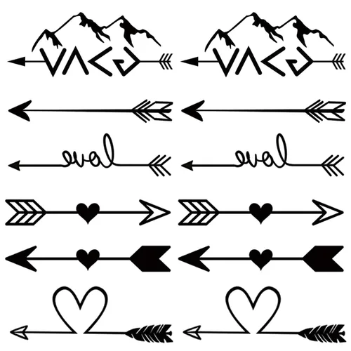 Vista 8 de Juego de 2 calcomanías de tatuaje temporal pequeñas, diseño de alas de corazón de ángel para mano, cuello, cara, muñeca, dedo, impermeable, falso
